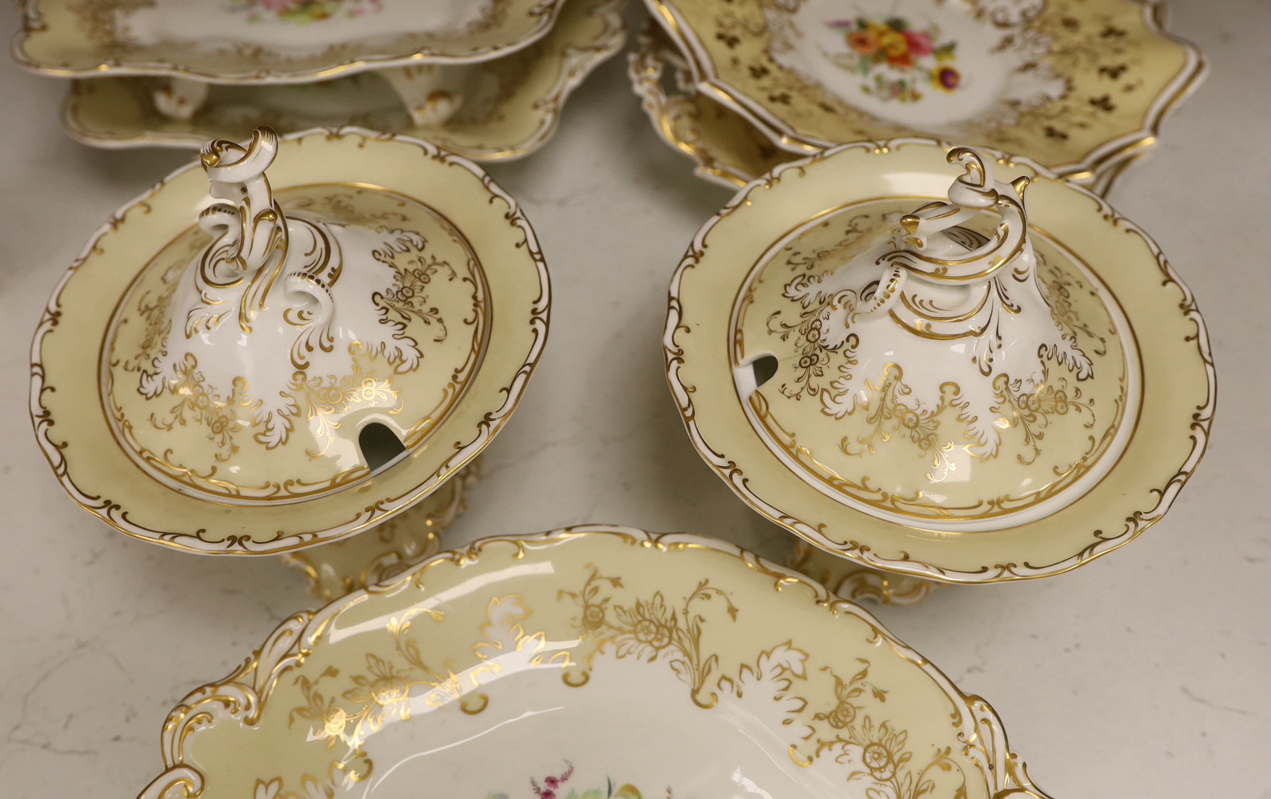 An early Victorian Davenport flower painted dessert service